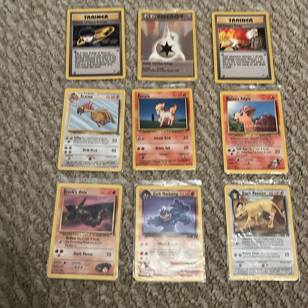 Pokémon cards, set of 9